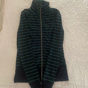 Lululemon Define Jacket Size 8 Navy Blue Green Striped Full Zip